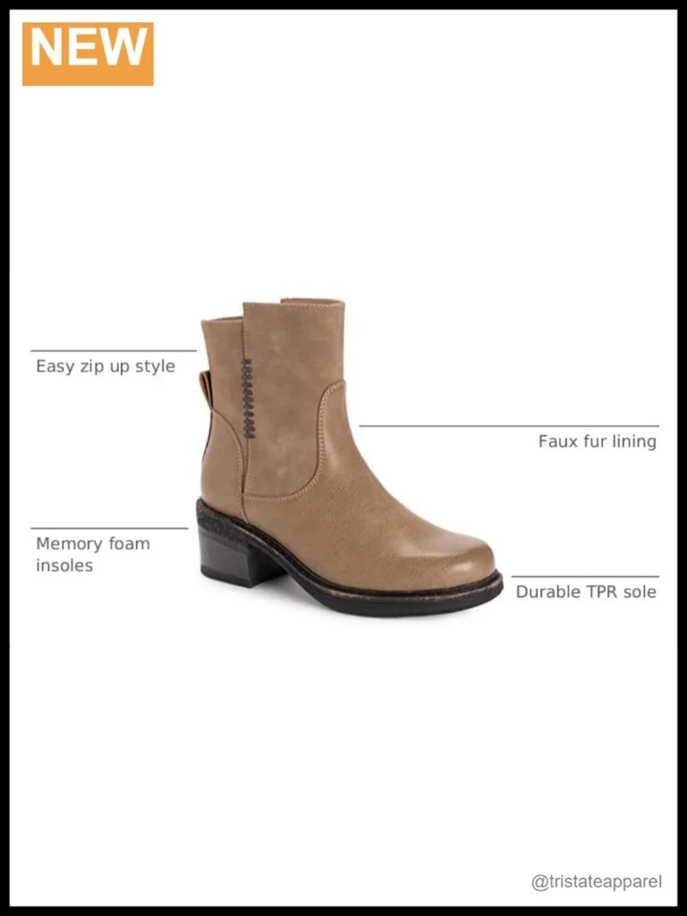 Faux Fur Lined Mid-Calf Zip Up Snow Boots Memory Foam
